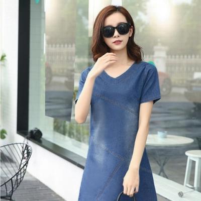 ĐẦM JEAN SUÔNG CỔ TIM FORM A CHỈ NỔI CÁCH ĐIỆU- NJ908